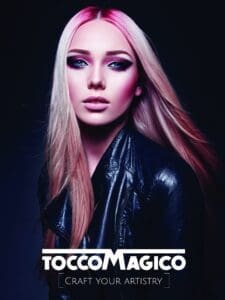 Tocco Hair Color, model with pink highlight color.