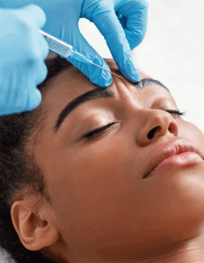 Injectables brow with blue gloves